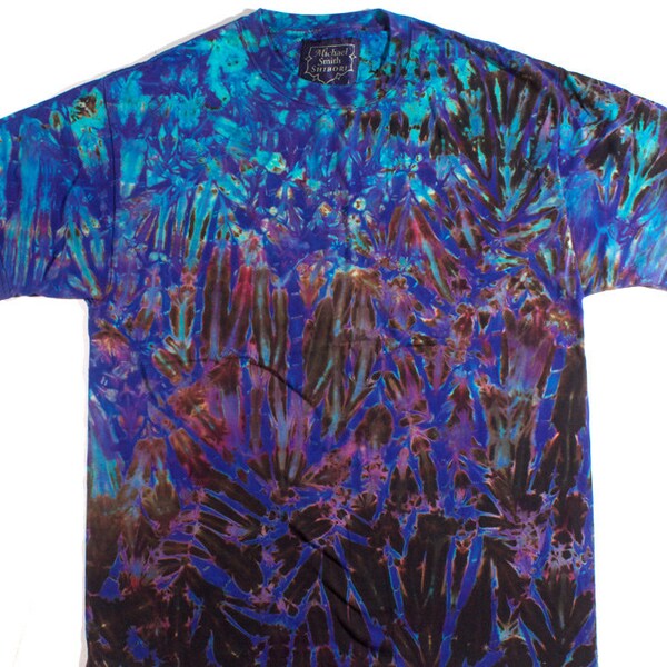 L Shibori Men's T Shirt  Turquoise Violet - 6Q-x1