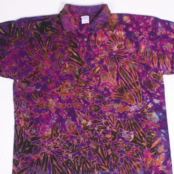 XL Shibori Polo Shirt Purple