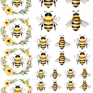 May include: A sheet of bee-themed stickers. The stickers feature yellow and black bees with detailed wings. Some bees are surrounded by wreaths of yellow flowers and green leaves. The number "1529" is in the top left corner.