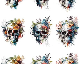 Watercolor Skulls