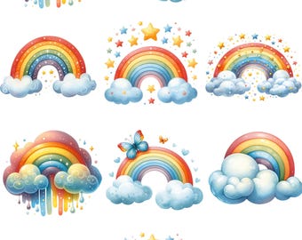Rainbows Clouds And Stars