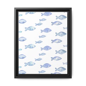 Watercolor Fish Framed Canvas Art Print, Coastal Decor, Ocean Wall Art, Nautical Home Decor, Aquatic Gift Idea