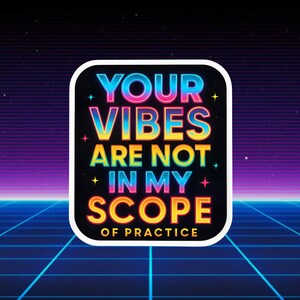 Autocollant holographique RN drôle - Humour rétro néon infirmière