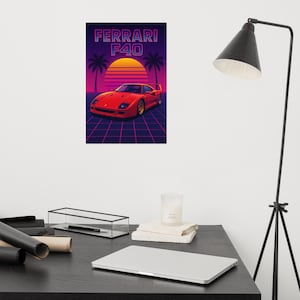 フェラーリ F40 80年代スタイルのポスター