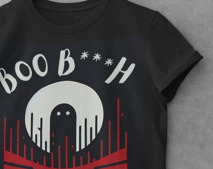 Gender-Neutral Halloween Ghost Shirt – Get Your Boo On Black Graphic Tee with Attitude