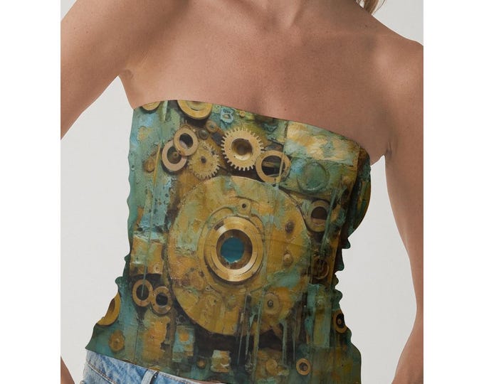 Bold Strapless Tube Top – SheVibesAfterDark Y2K, Grunge, Retro, Gothic & Festival Crop Top for Women | All-Over Print Statement