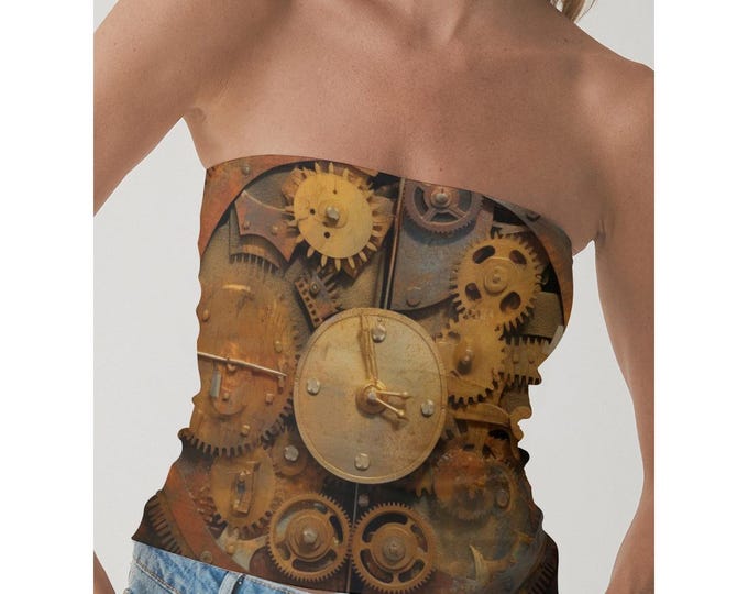 Bold Strapless Tube Top – SheVibesAfterDark Y2K, Grunge, Retro, Gothic & Festival Crop Top for Women | All-Over Print Statement