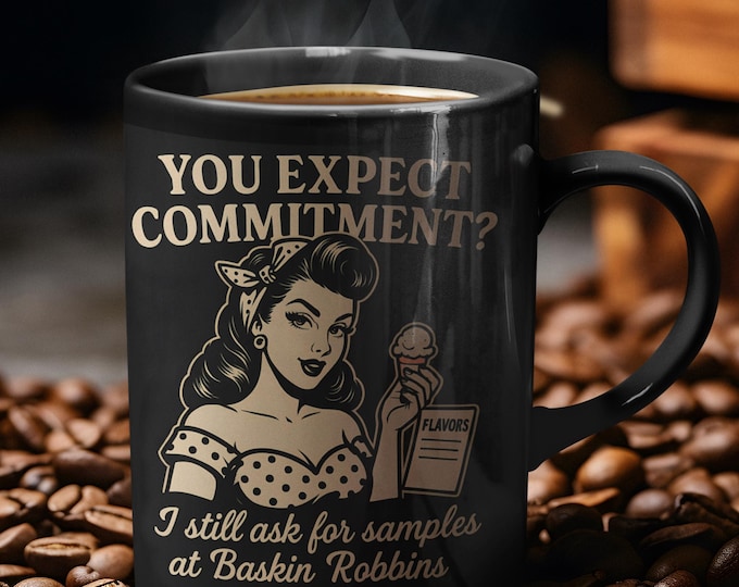 Funny Dating Coffee Mug - Retro Drive-Thru Humor, SheVibes After Dark Cup, Black Mug (11oz, 15oz), Women's Funny Coffee Gift, Unique Date