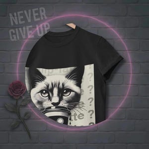 Funny Cat Black Unisex Tee Shirt, Cat Lover Gift, Cute Animal Graphic T-Shirt, Cat Mom Dad Tee, Cat Owner Present, Cat Lady Shirt