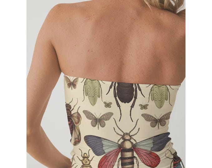 Bold Strapless Tube Top – SheVibesAfterDark Y2K, Grunge, Retro, Gothic & Festival Crop Top for Women | All-Over Print Statement