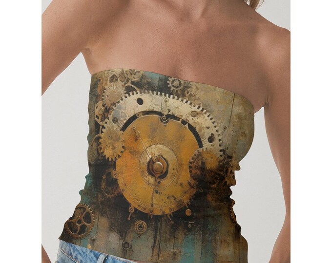 Bold Strapless Tube Top – SheVibesAfterDark Y2K, Grunge, Retro, Gothic & Festival Crop Top for Women | All-Over Print Statement