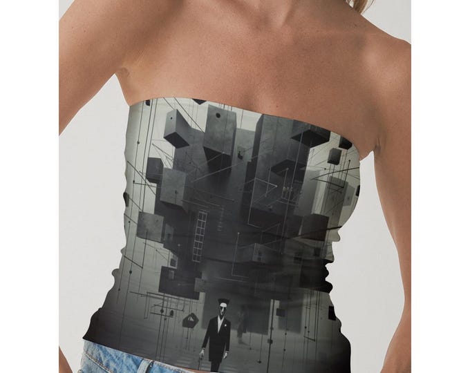 Bold Strapless Tube Top – SheVibesAfterDark Y2K, Grunge, Retro, Gothic & Festival Crop Top for Women | All-Over Print Statement