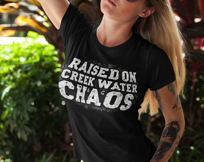 Raised on Creek Water Chaos Unisex Softstyle T-Shirt - Nature Lover Gift, Casual Summer Wear, River Adventure Shirt, Outdoor Enthusiast,