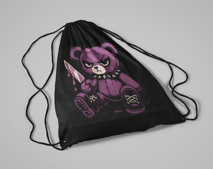 Playful Panda Drawstring Bag - Cute Gym Sack, Trendy Backpack, Kids Gifts, Festival Gear, Unique Cartoon Tote