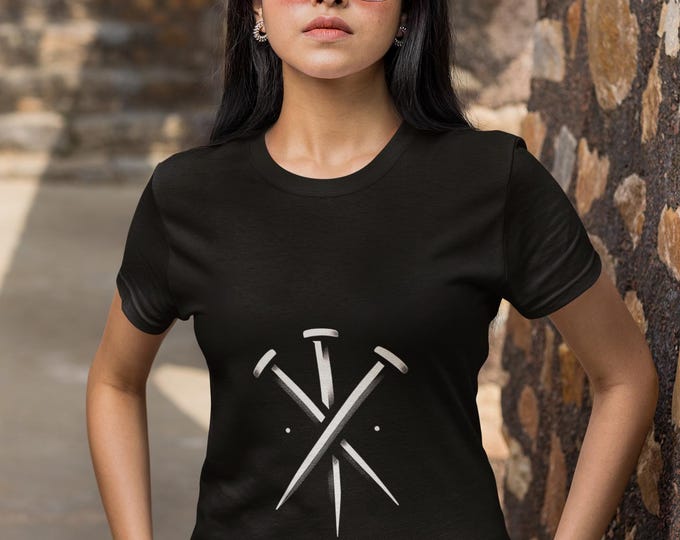 Grunge top women, sleeveless edgy graphic tee, black and white nails symbol shirt, dark aesthetic minimalist gothic fashion, alternative