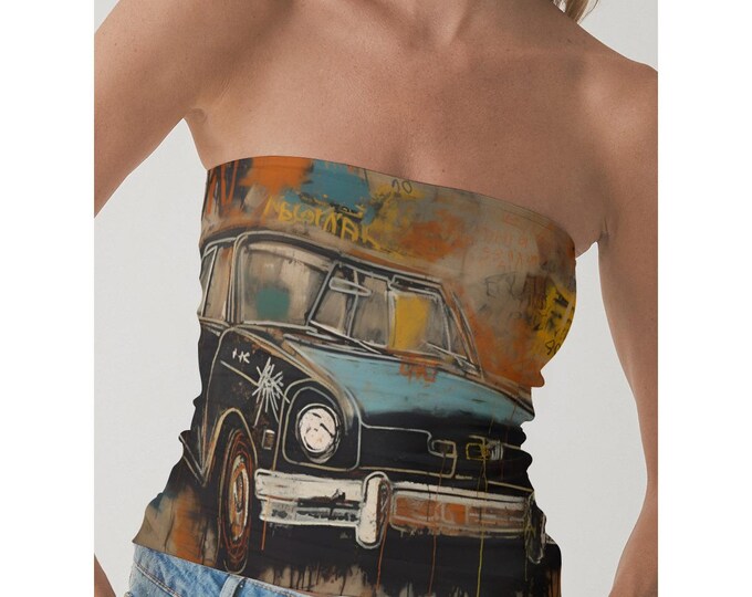 Bold Strapless Tube Top – SheVibesAfterDark Y2K, Grunge, Retro, Gothic & Festival Crop Top for Women | All-Over Print Statement