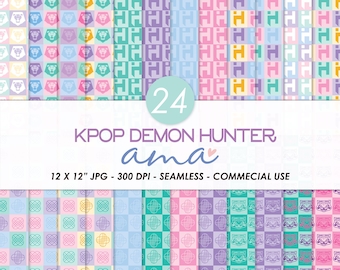 AMA Kpop Stars digitaal papierpakket - Demon Hunters cliparts – 20 digitale scrapbooking achtergronden 30 x 30 cm 300 DPI | Commercieel gebruik