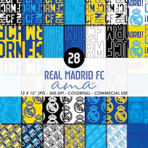 AMA Real Madrid FC Digital Paper Bundle | Sports, Football, Soccer | Minimalist Design, Patterns, Printable Personal and commercial use