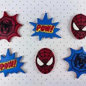 Spiderman, Royal Icing Sugar Cookies (Set of 6)