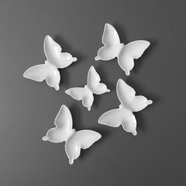 vintage white ceramic modern butterfly trinket plates // one dish