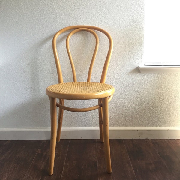 vintage thonet style cane bamboo dining chair / bentwood