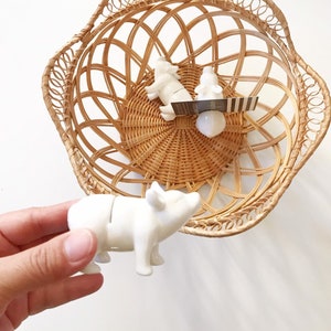 white ceramic piggy pig figurne note business card holder / table display / 1 piglet