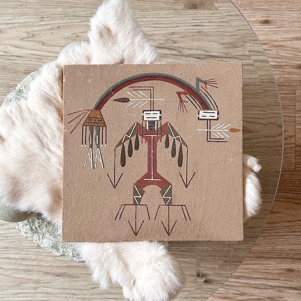 vintage native american navajo sand painting art