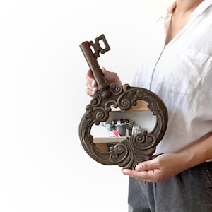 large rustic metal wall hanging skeleton key wall mirror ornament