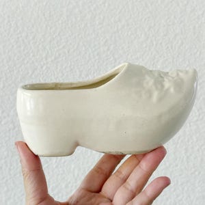 McCoy Ceramic White Dutch Clog Shoe Planter Vase - Flower Pot