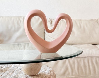 valentines post modern red ceramic heart sculpture | love figurine art