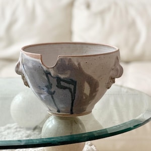 large drip glazed blue artisan stoneware studio pottery bowl | kitchen fruit bowl