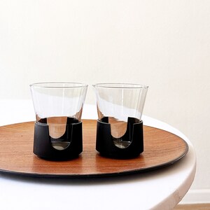 retro black corning glas snap coffee cup mug set | cup insert holder | gift coffee lover