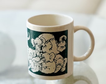 funny vintage ceramic elephant coffee mug | green
