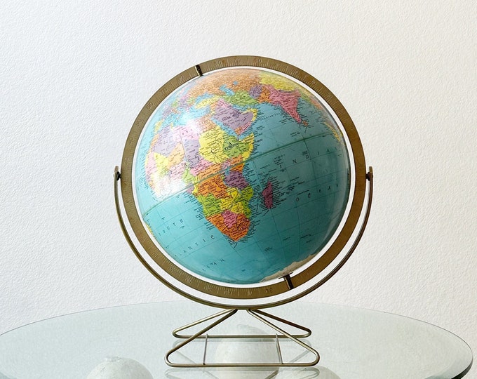 Atomic 12 Inch Blue Vintage Replogle World Globe on Metal Stand - Etsy