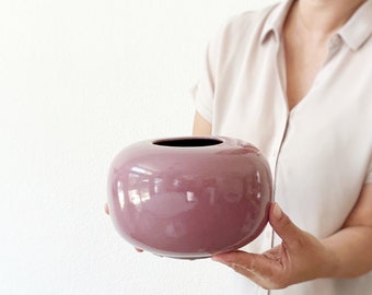 postmodern burgandy pink ceramic orb vase / flower pot