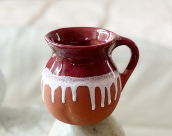 drip glazed ceramic burgandy mexican coffee mug