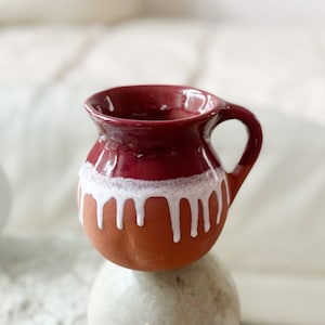 drip glazed ceramic burgandy mexican coffee mug image 1