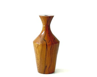 small hand turned sculptural wooden bud flower vase