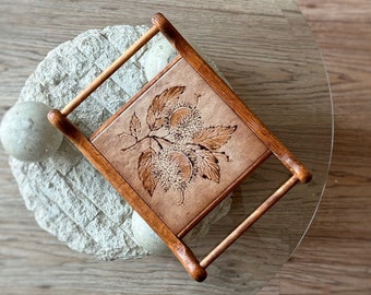 southwestern wooden tile serving trivet flower design