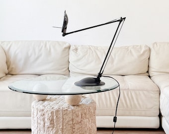 vintage atomic modern cantilever black metal office table lamp