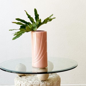 art deco large pink ceramic pottery flower vase | housewarming gift