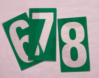 vintage large green gas station number sign - modern industrial decor - pick a number