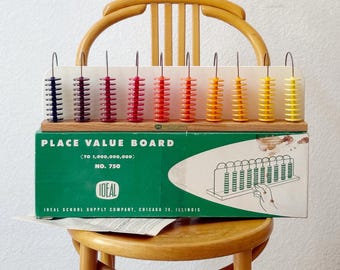 Mid Century Modern Place Value Counting Board: Kinetic Sculpture