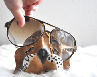 mid century hand painted ceramic dog eye glasses holder organizer