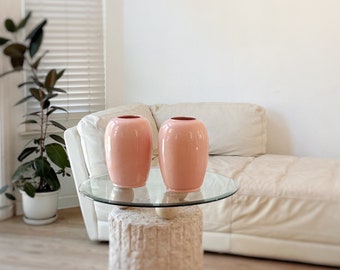 large postmodern pink ceramic pottery flower vase | royal haeger style