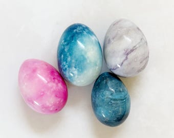 carved marble stone egg set | Easter egg ornaments
