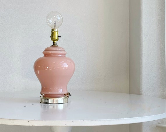 80s postmodern pink glass table lamp