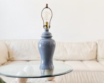 80s postmodern blue ginger jar shaped ceramic table lamp