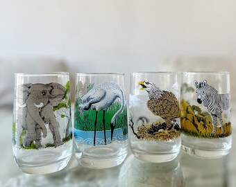 safari african wild animal drinking glass set