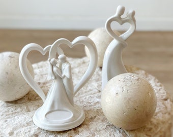 silhouette white ceramic wedding couple figurine dolls | cake topper